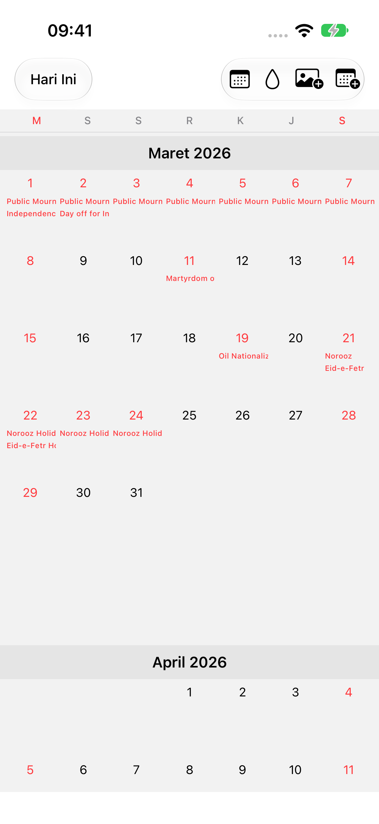 Maret 2026 di OurDay: Hari Gerakan Kemerdekaan Korea dan Nowruz Iran dalam satu kalender.