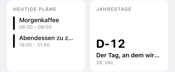 Jahrestagskarte auf der Startseite: D-12, der Tag unseres Kennenlernens, 28. Oktober