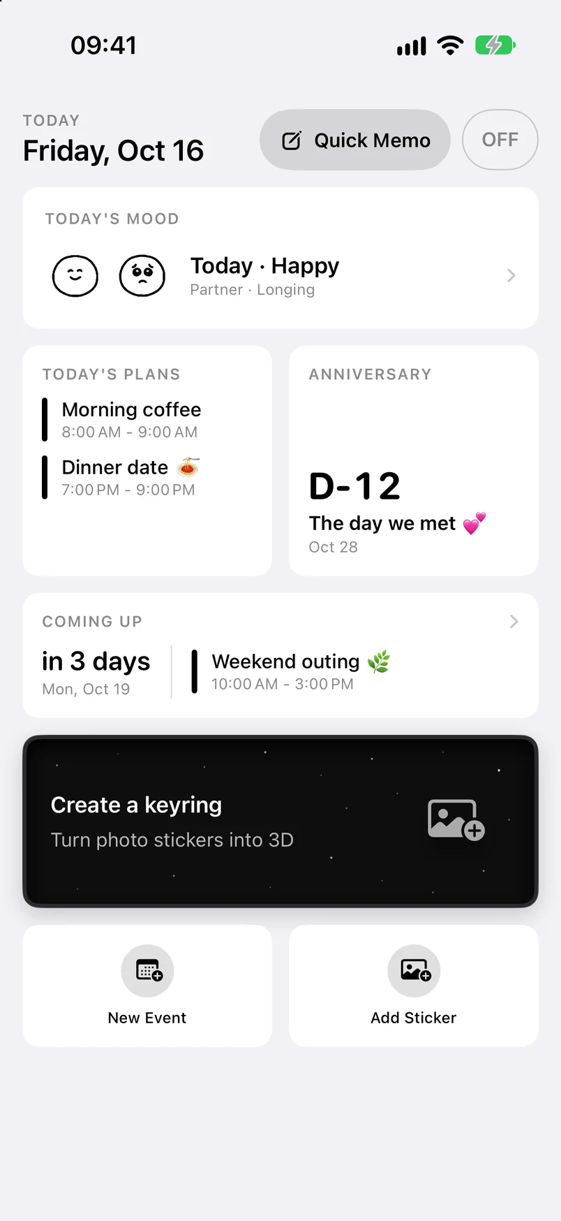 Home: today’s plans, anniversary D-12, and an upcoming event