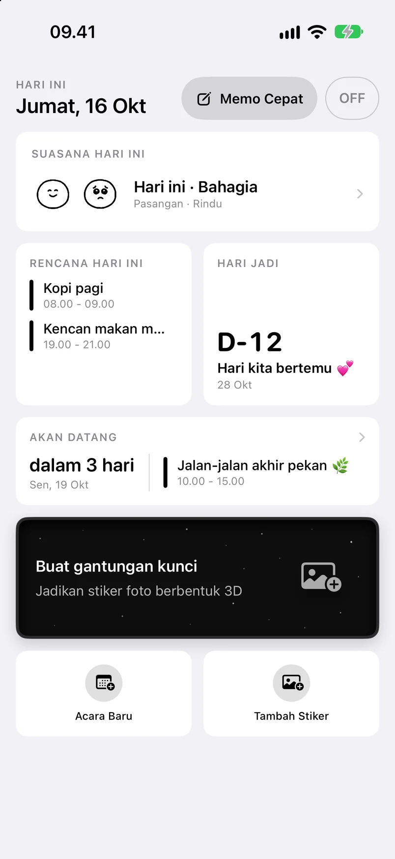 Beranda: jadwal hari ini, hari jadi D-12, dan agenda mendatang
