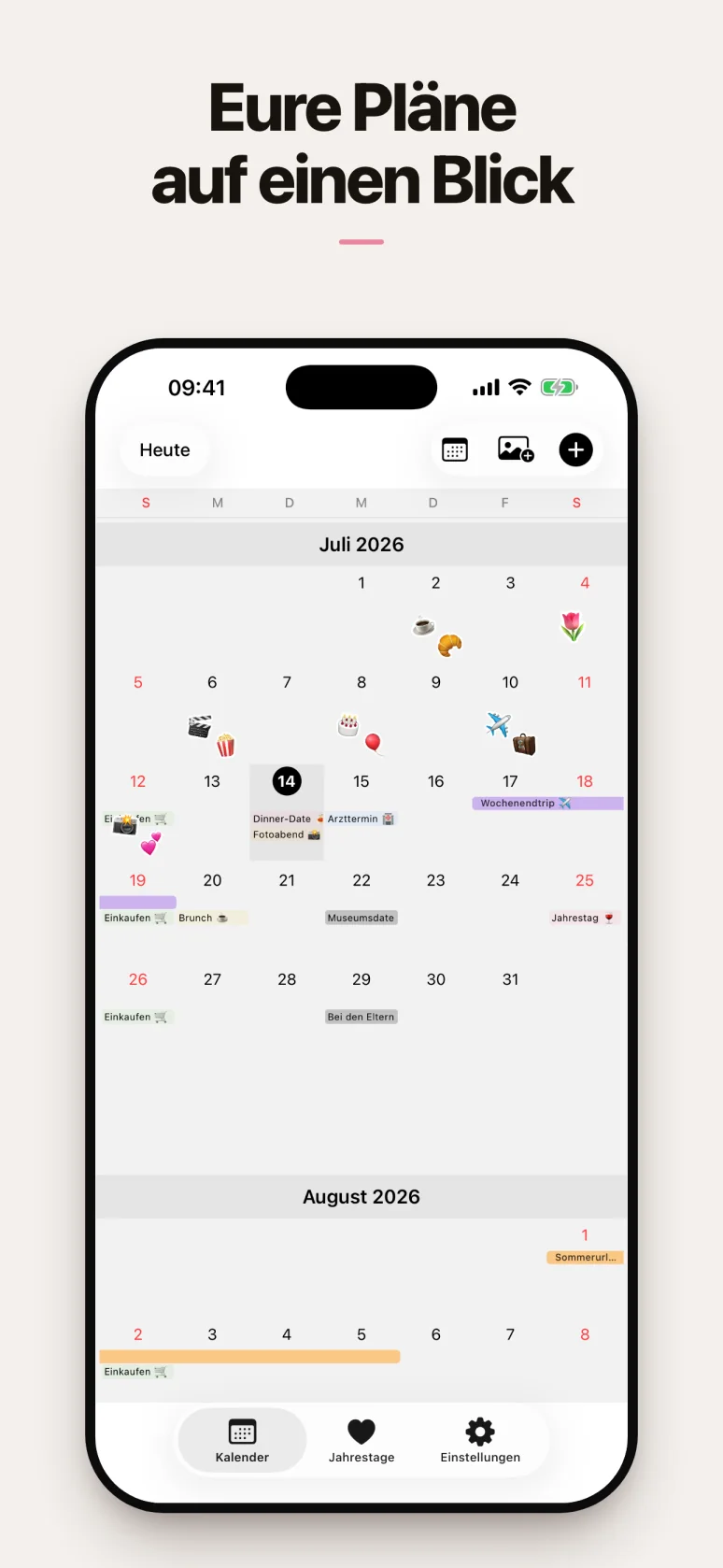 Gemeinsamer Kalender speziell für zwei
