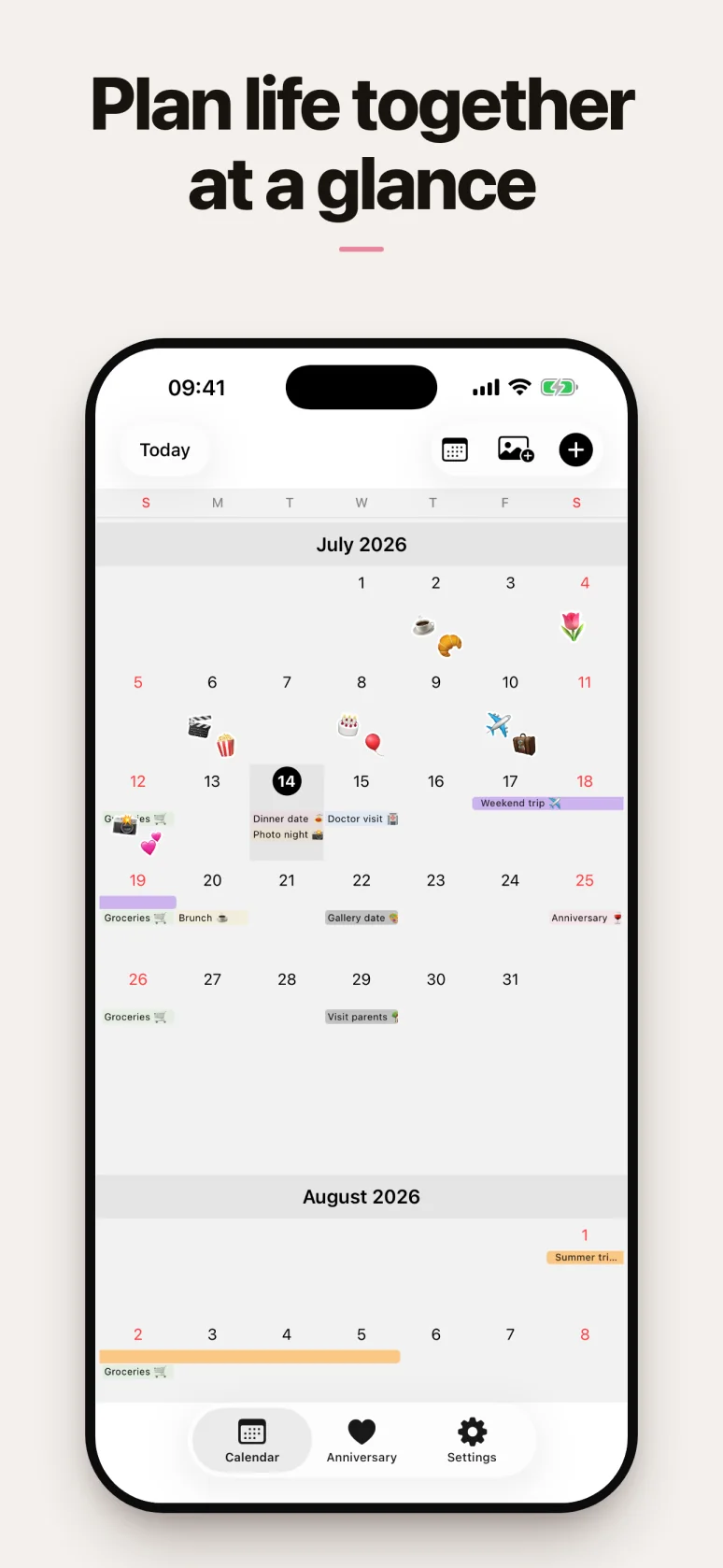 A shared calendar made for two