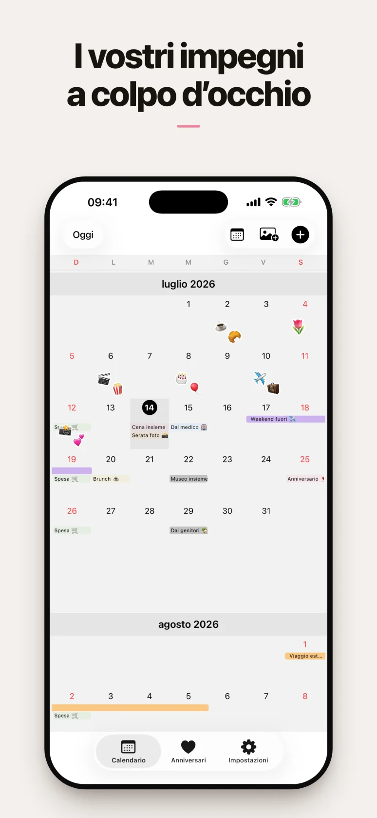Calendario condiviso creato per due
